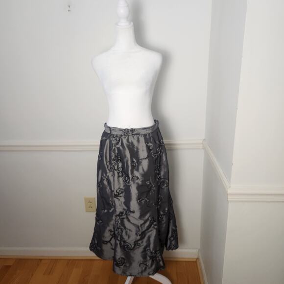 Vtg Midi Skirt Size 10 Womens Silver Textured Fairy Grunge Steampunk WhimsiGoth - Picture 2 of 13